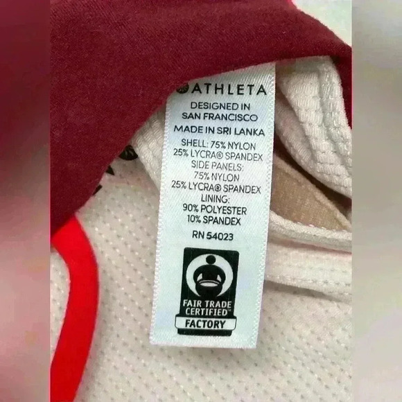 Athleta Two-Tone Red Bra Studio Light Impact A-C Strappy Back VGC Size M - Picture 5 of 10